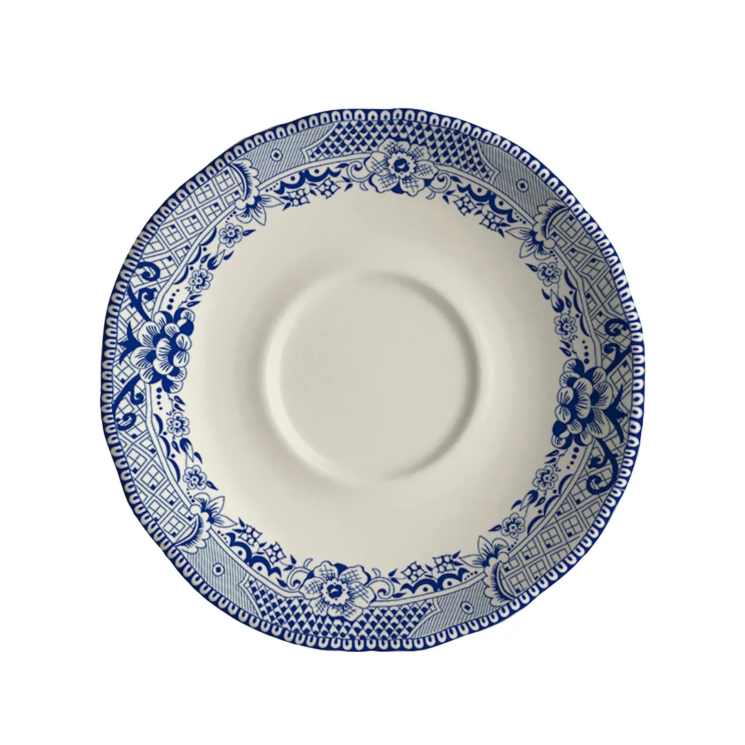 Steelite HL58063924 - 5.625" China Saucer, Willow Rim Blue, Dishwasher & Oven Safe 500°F - 36/Case