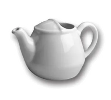 Steelite HL820AWHA - 16 Oz White Hall China Teapot, 6-3/4" x 4-3/8" x 3-3/4", No Lid - 1 Dozen