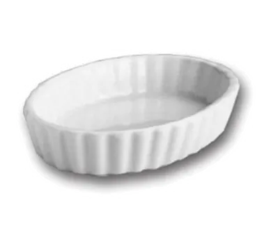 Steelite HL8530AWHA - Oval Fluted China Ramekin, 6-1/2 oz (6" x 4-1/2" x 1"), White, 1 Dozen