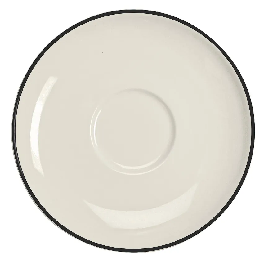 Steelite HL9961743 6.5" Round China Saucer, Black Line, RE & NR, Homer Laughlin - 1 Dozen