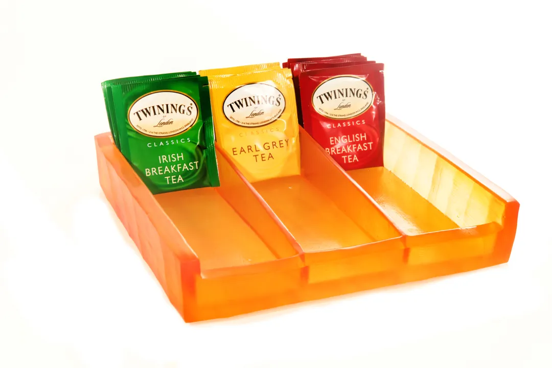 Steelite KMK1013TG 3 Sec Cond. Holder, 8-1/2" L x 9" W x 2-1/2" H, Tangerine Orange Resin - 2/Case