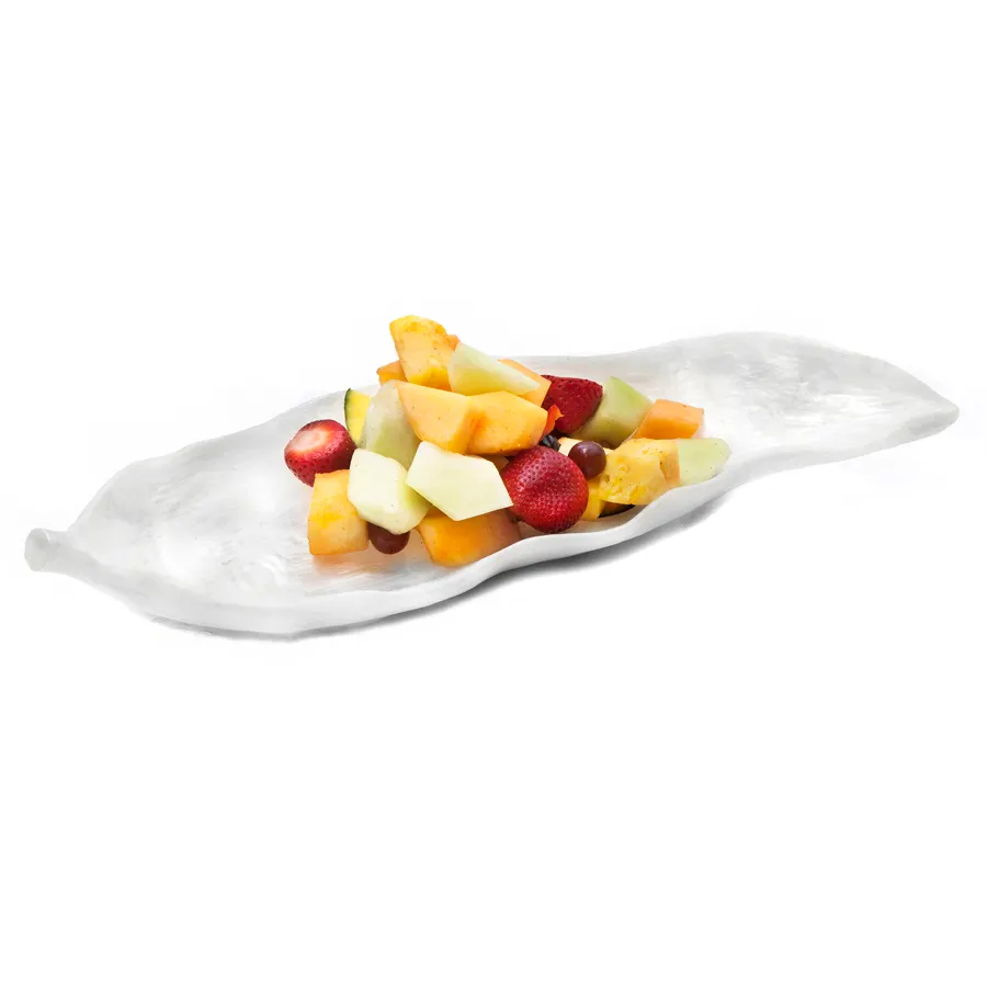 Steelite KMK2052SH Palm Leaf Tray, White Resin, Curved 17" x 6-1/2" x 3", Dishwasher Safe