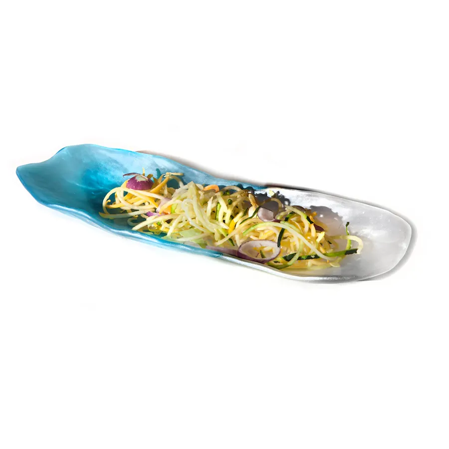 Steelite KMK2139SHMBP Ripple Tray - 13"x4½"x1½", Blue Pearl Resin, Dishwasher‑Safe/Break‑Resistant