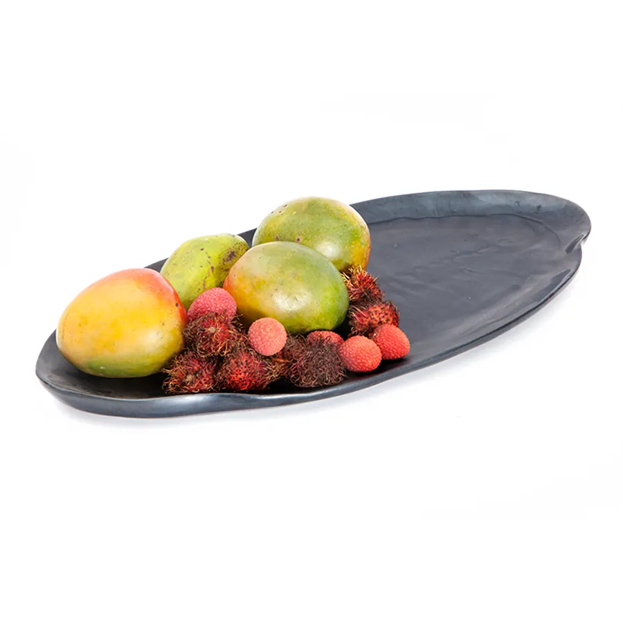 Steelite KMK2158EBP Oval Resin Tray, 18" L x 9-3/4" W x 1-1/4" H, Ebony Pearl Black, Dishwasher Safe