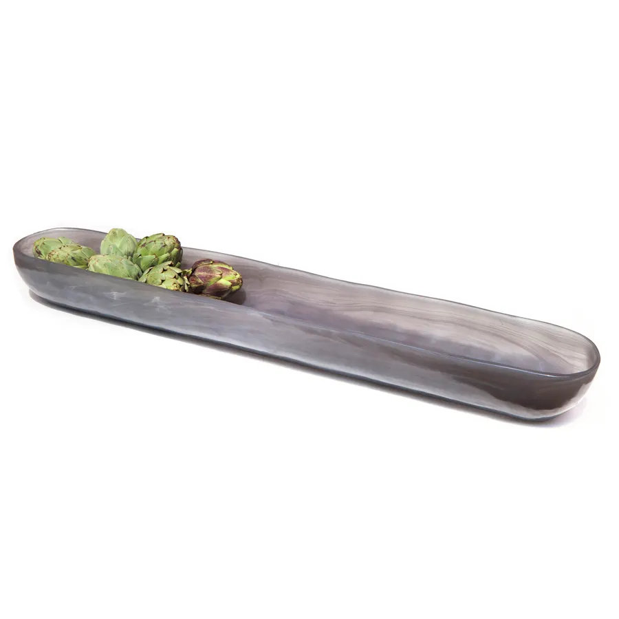 Steelite KMK2733GICE - Oval Resin Serving Tray, 36" L x 6" W x 4" H, Grey Ice, Dishwasher‑Safe