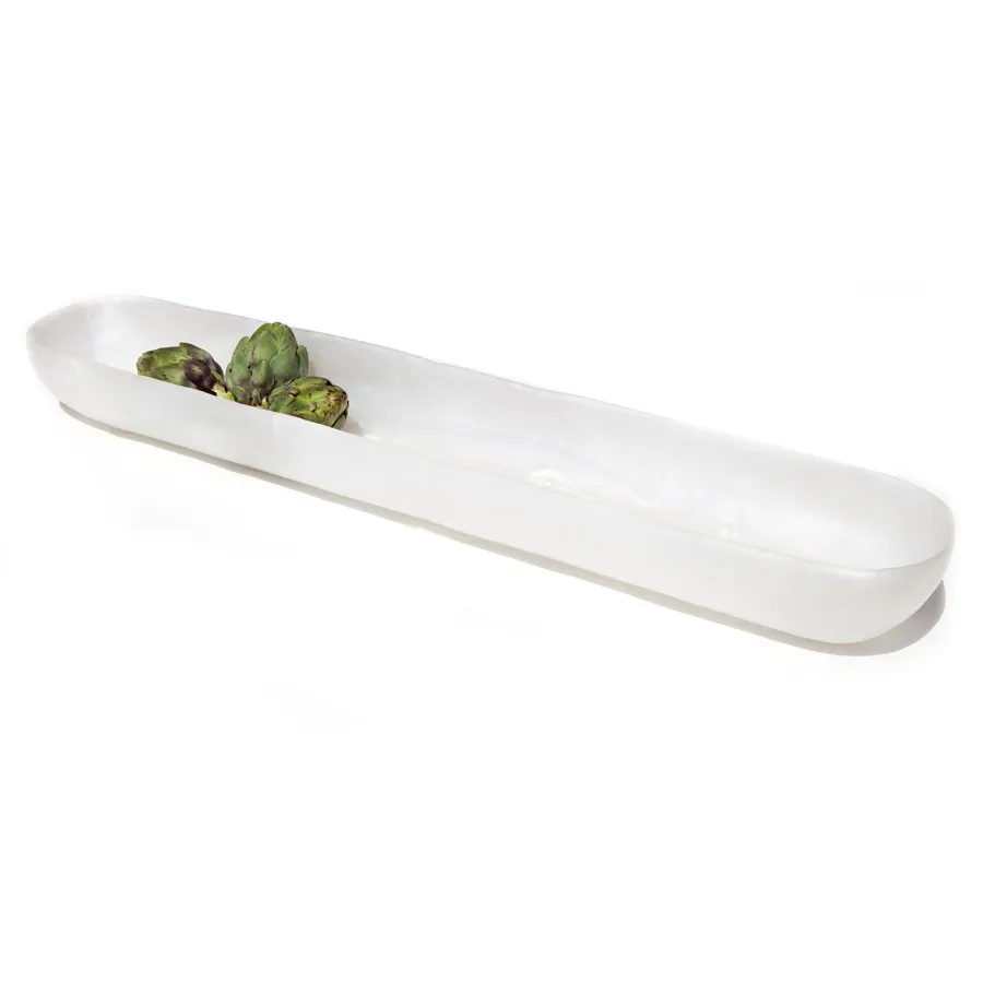 Steelite KMK2733SH - Oval Resin Trough Tray, 36" L x 6" W x 4" H, White, Dishwasher Safe