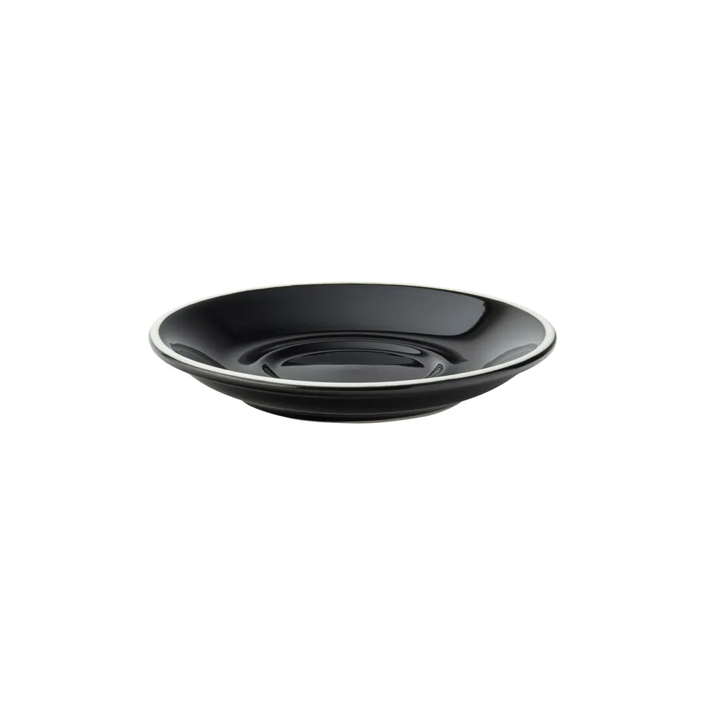 Steelite UCT8125 - Round Black Porcelain Saucer 6" x 6", Utopia Barista Collection - 1 Dozen