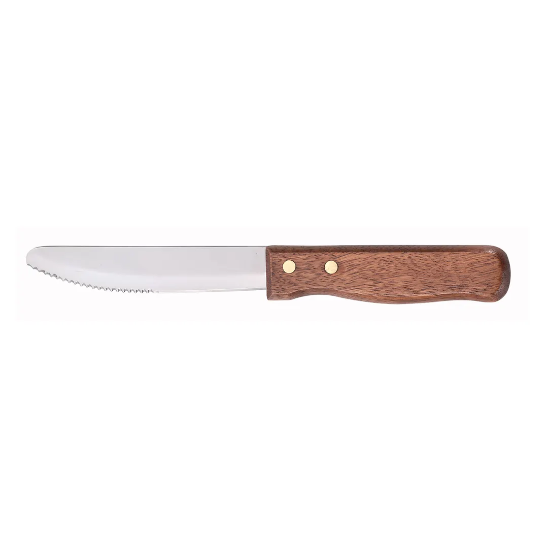 Steelite WL660537 - Jumbo 10" Steak Knife with 5" Steel Blade, Wood Handle, Hand Wash – 12/Case