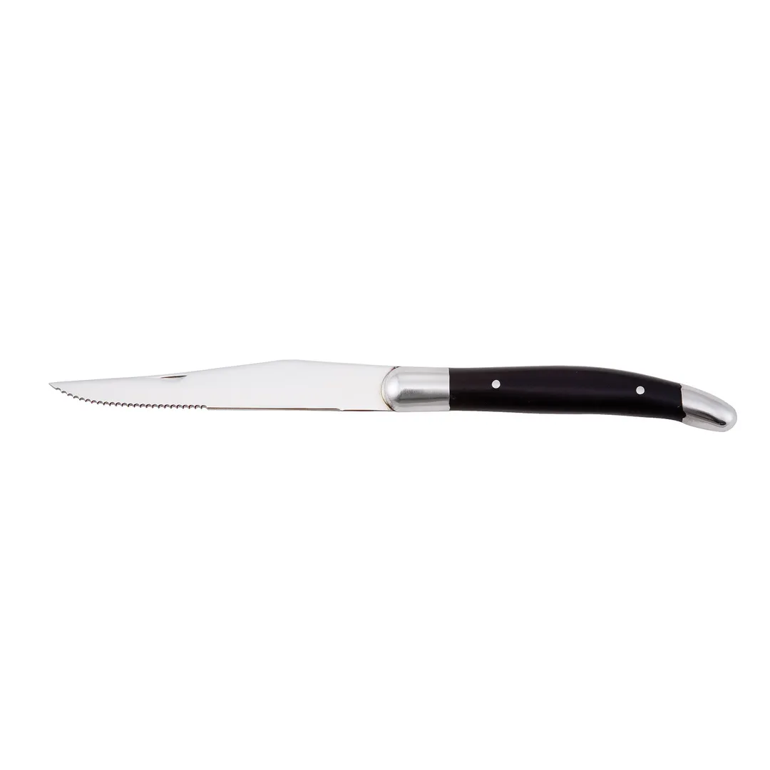 Steelite WL800152 Steak Knife, 9 1/8" Length, 4" Blade, Pointed Tip, Black Delrin™ Handle - 1 Dozen