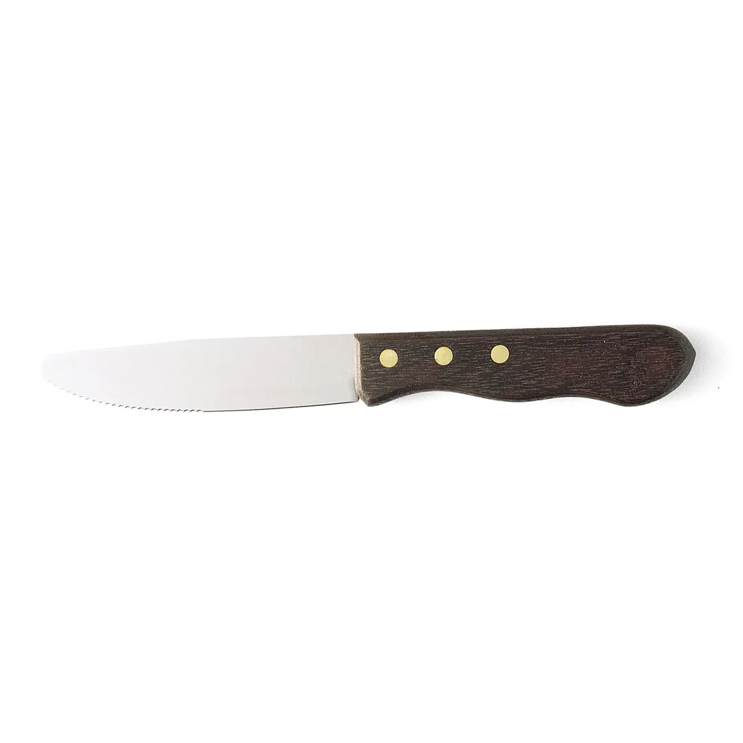 Steelite WL830527 - Walco Stamped 10" Steak Knife, 5" Stainless Steel Blade, Wood Handle - 1 Dozen