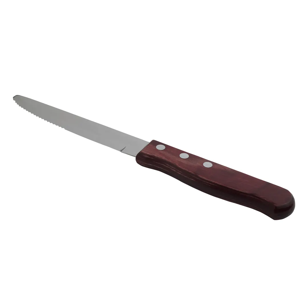 Steelite WL840526R Steak Knife, 10" Blade, 8-9" Overall, Wood Handle, 13/0 Brazil Walnut - 1 Dozen