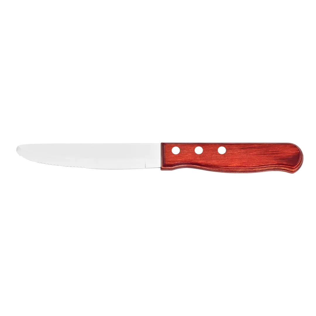 Steelite WL840526R Steak Knife, 10" Blade, 8-9" Overall, Wood Handle, 13/0 Brazil Walnut - 1 Dozen