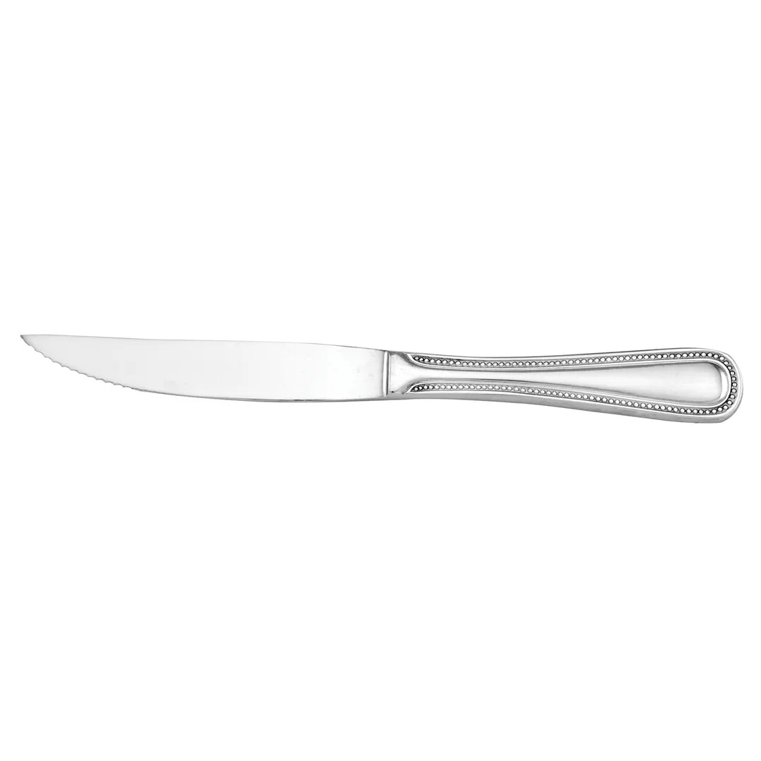 Steelite WL9222 - 9" Stamped Steak Knife, 8-9" Overall, Steel Handle, 420 Blade, Bead - 1 Dozen