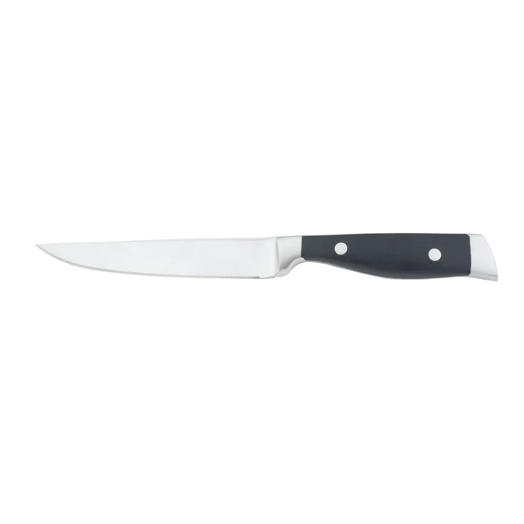 Steelite WL93055 - 9-1/8" O.L., 4-3/4" Steel Blade Steak Knife, Black Delrin Handle, Tip - 1 Dozen