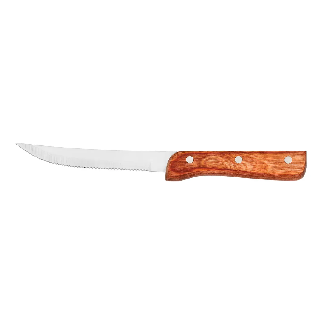 Steelite WL950527 - 9.25" Steak Knife, 5" Stainless Blade, Wood Handle, Brown Pakka, - 1 Dozen