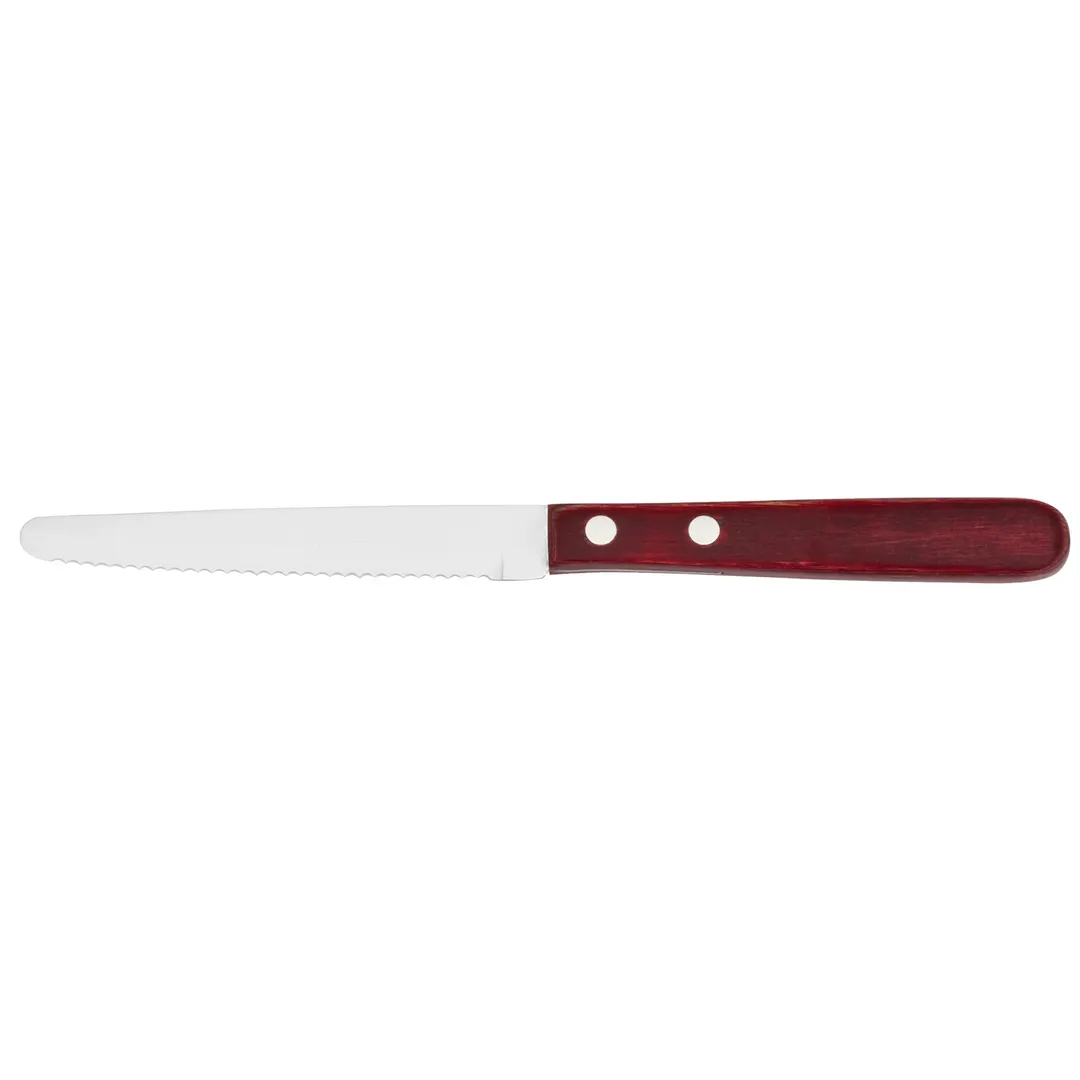 Steelite WL970528 - 8.375" Red Steer Steak Knife, 4" Stainless Steel Blade, Plastic Handle – 24/Case