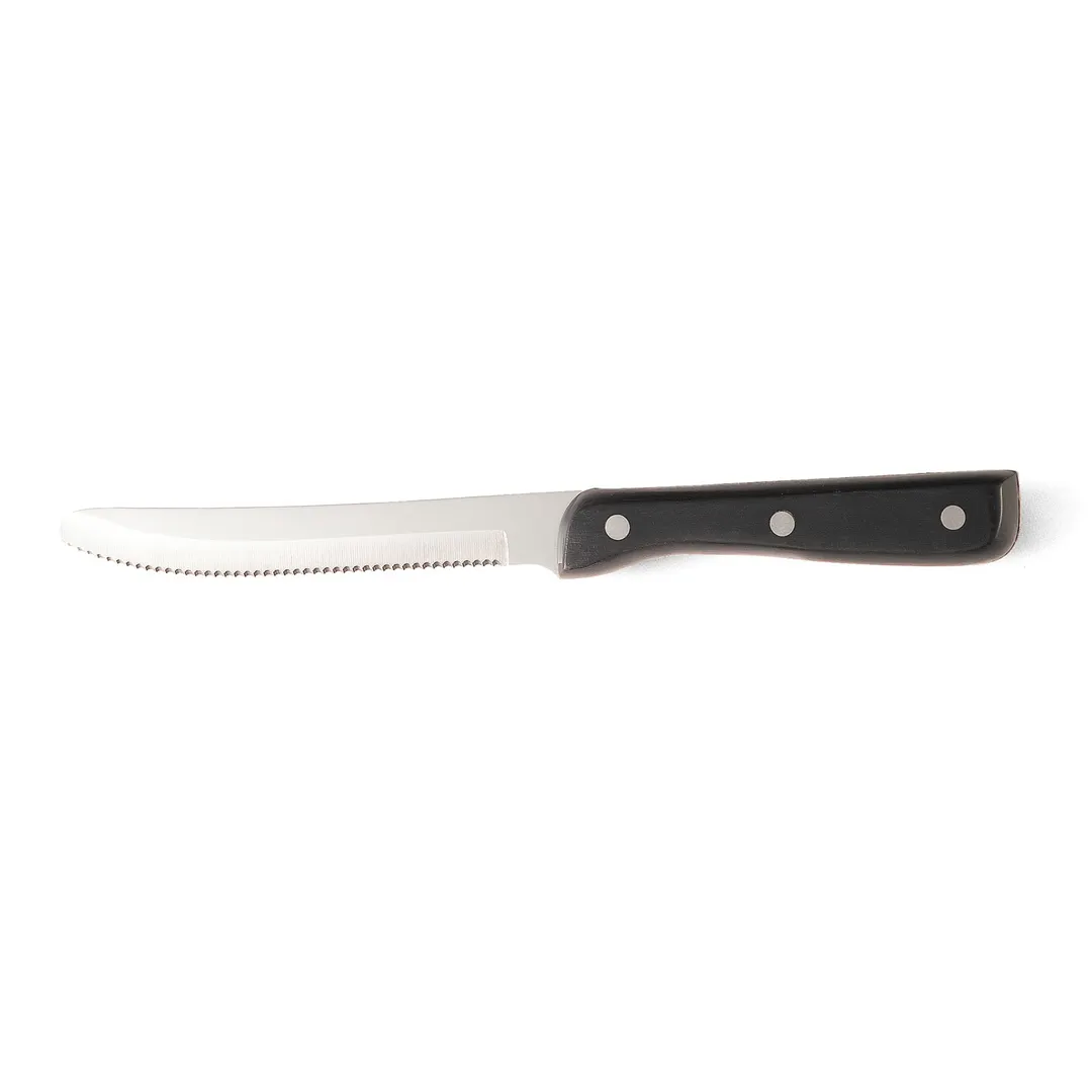 Steelite WL980527 Steak Knife – 9 3/8" Length, 5" Stainless Steel Blade, Black Handle – 1 Dozen