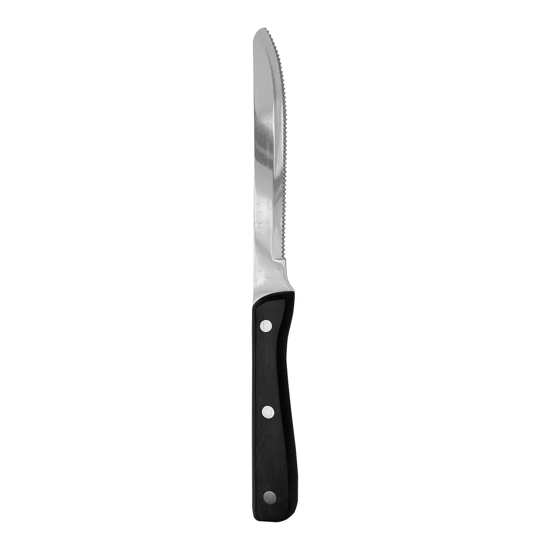 Steelite WL980528 - Stamped Walco Steak Knife, 5" Blade, Black ABS Handle, Steel, 8 3/8" - 1 Dozen