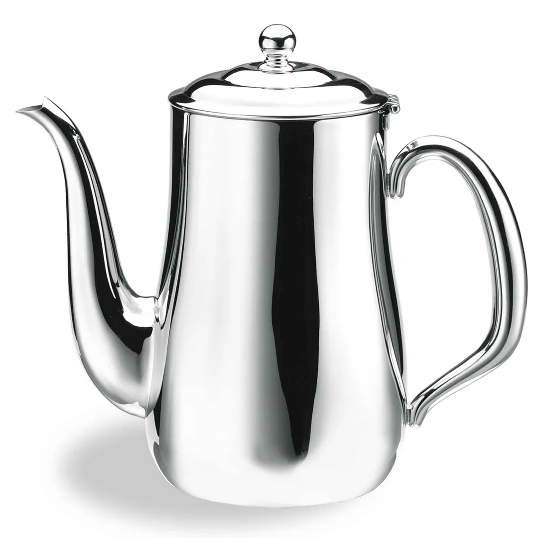 Steelite WLCX514 Gooseneck Coffee Pot, 18 oz Capacity, 18/10 Stainless Steel Mirror Finish with Lid