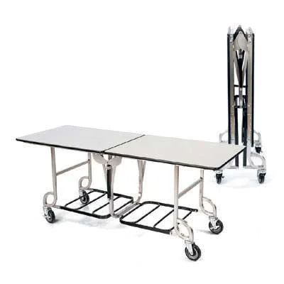 Forbes Industries 4941 6-ft. Folding Catering Table, Rectangular Stone Matrix Laminate Top, Brushed Stainless Steel Frame
