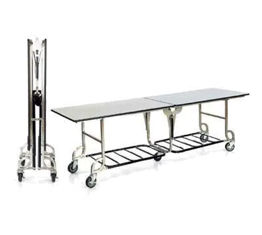 Forbes Industries 4943 8-ft. Folding Catering Table, Rectangular Stone Matrix Laminate Top, Brushed Stainless Steel Frame