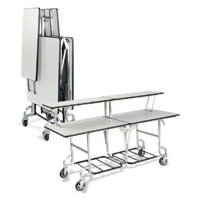 Forbes Industries 4946 6-ft. Folding Catering Table, Rectangular, 72in Wide, 2-Tier Stone Matrix Laminate Top, Brushed Stainless Steel Frame