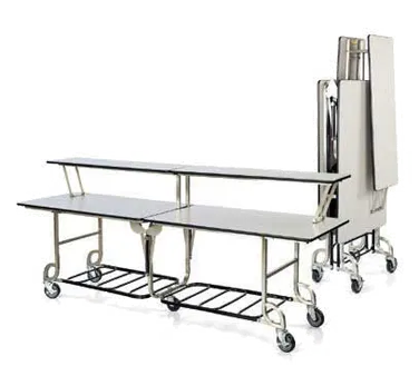 Forbes Industries 4948 8-ft. Folding Catering Table, Rectangular Top, Stone Matrix Laminate, Brushed Stainless Steel Frame