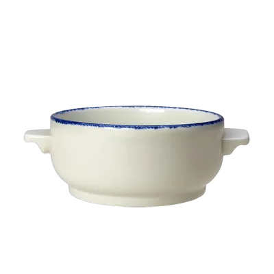 Steelite 1710B828 Soup Bowl, 15 oz Blue Dapple, 6.5" x 4.875" x 2.25", Oven Safe to 530°F - 6/Case