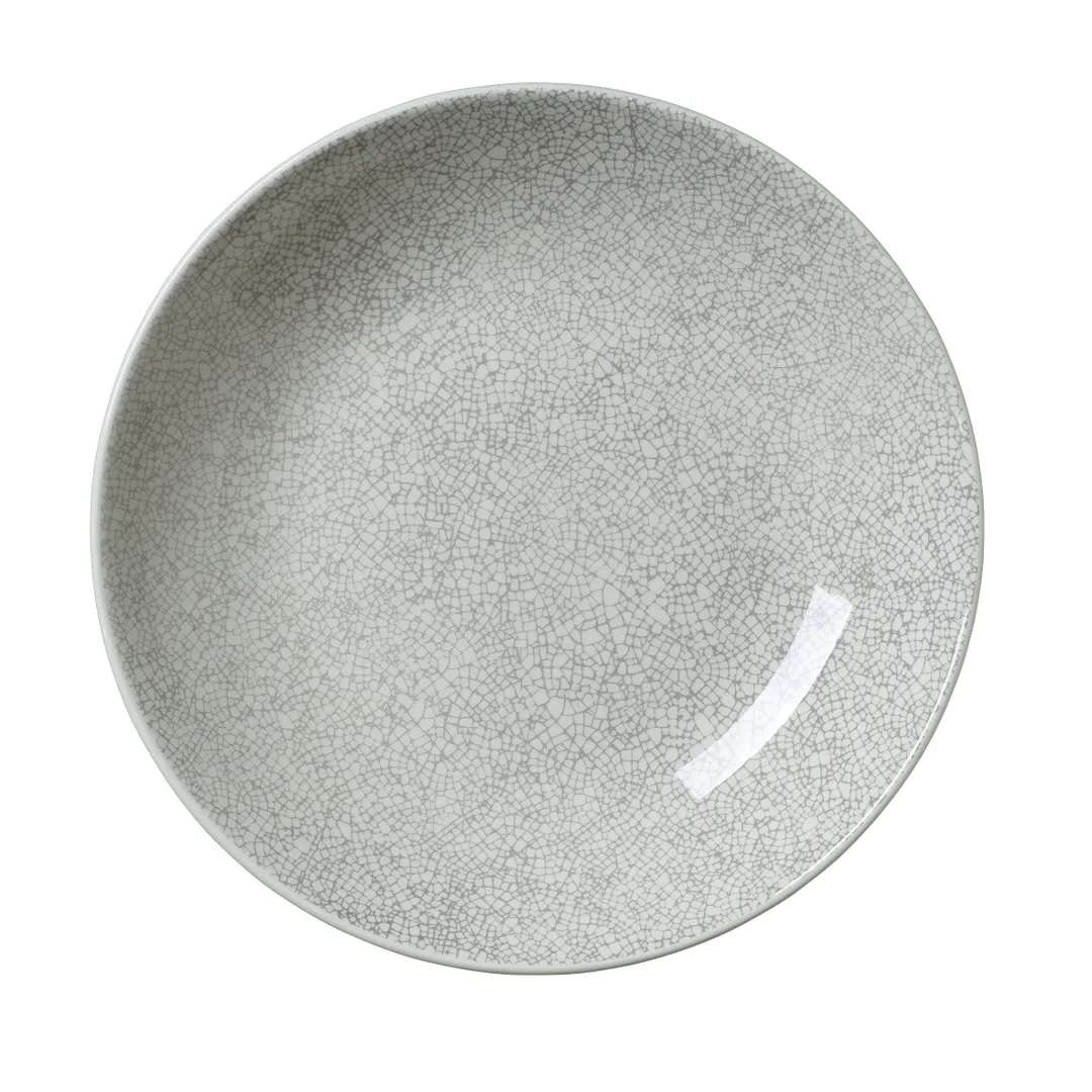 Steelite 17610569 - 10" Round Ceramic Bowl, 1.375 Qt Crackle Grey Ink, Oven Safe to 530°F - 1 Dozen