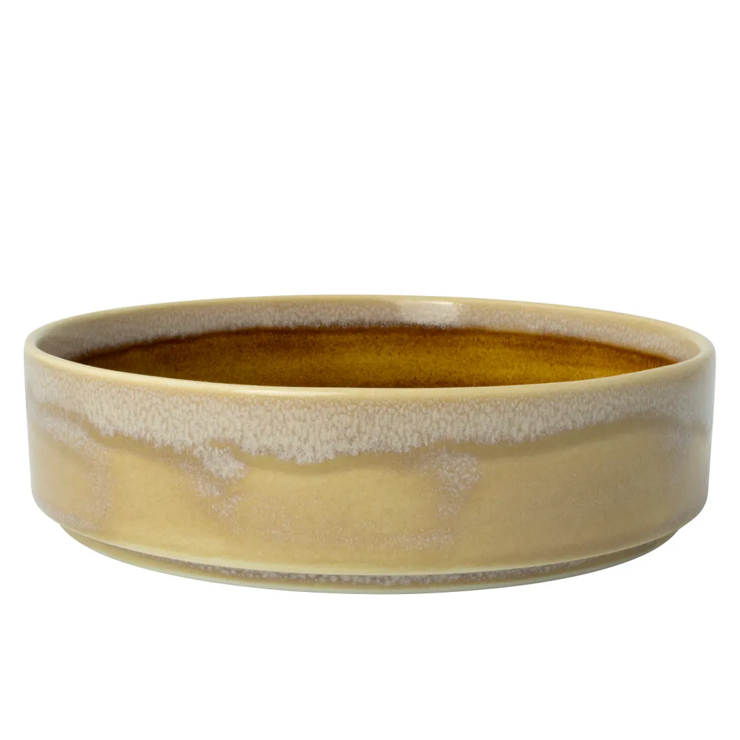 Steelite 17840559 - 8" Round Ceramic Bowl, 1.25 Qt Amber Tone‑on‑Tone Glaze, General Use - 1 Dozen