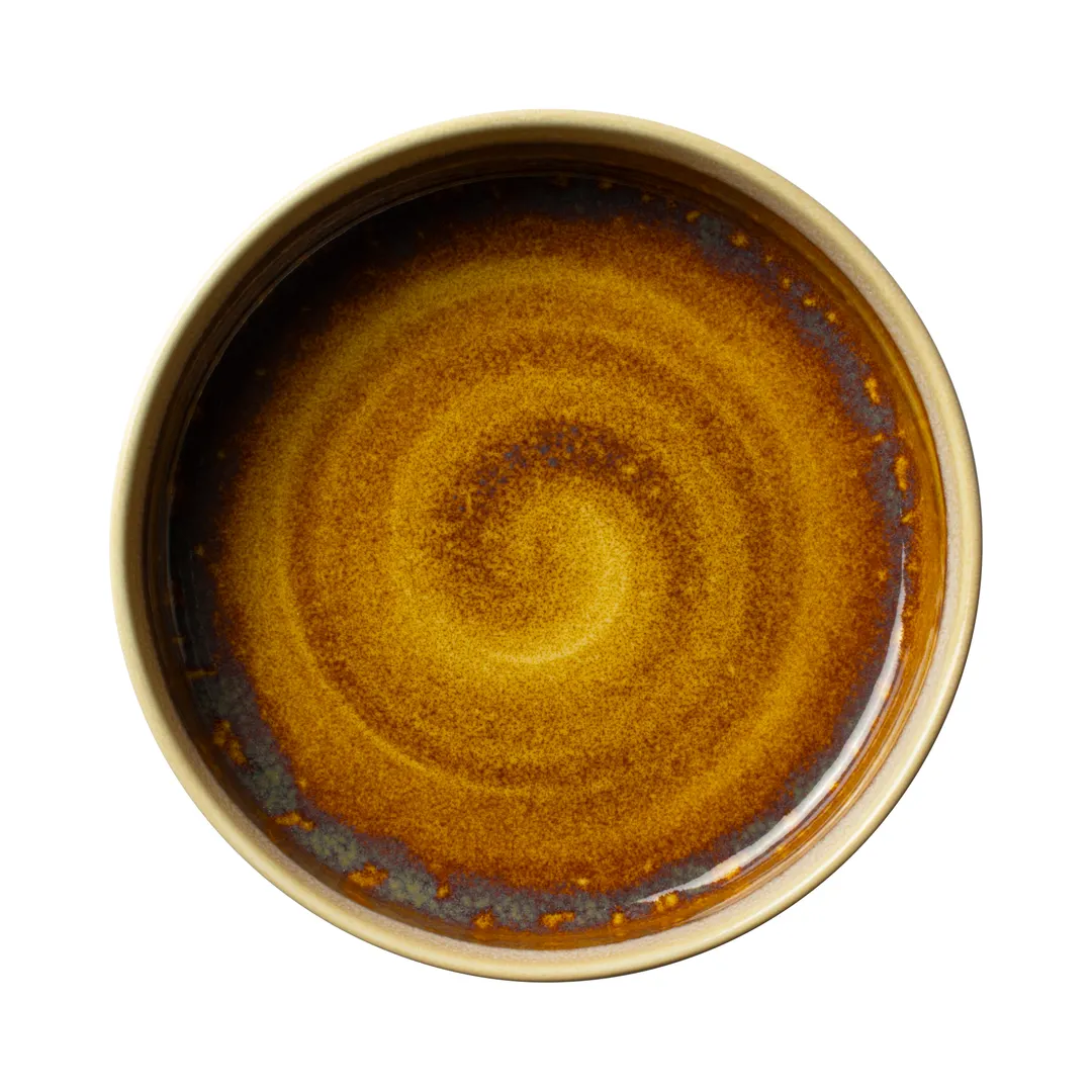 Steelite 17840559 - 8" Round Ceramic Bowl, 1.25 Qt Amber Tone‑on‑Tone Glaze, General Use - 1 Dozen