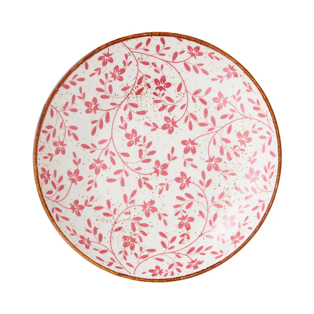 Steelite 18010569 - 10" x 1.75" Round Flora Pink Bowl, 1.375 Qt (44 oz) Vitrified China - 1 Dozen