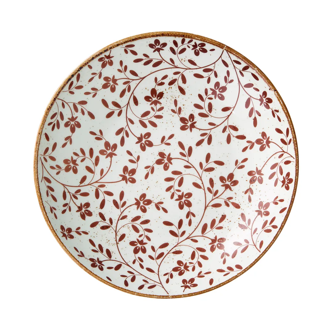 Steelite 18030569 - 1.375 Qt 44 Oz Flora Brown Bowl, 10" Diameter, Vitrified China - 1 Dozen