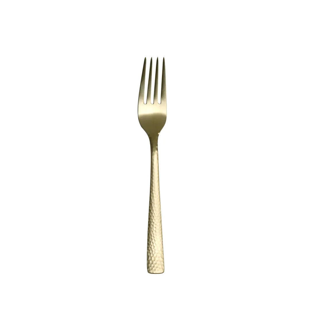 Steelite 5733SX023 Dessert Fork, 7" Hammered Finish, 18/0 Stainless Steel, Malcolm Gold - 1 Dozen