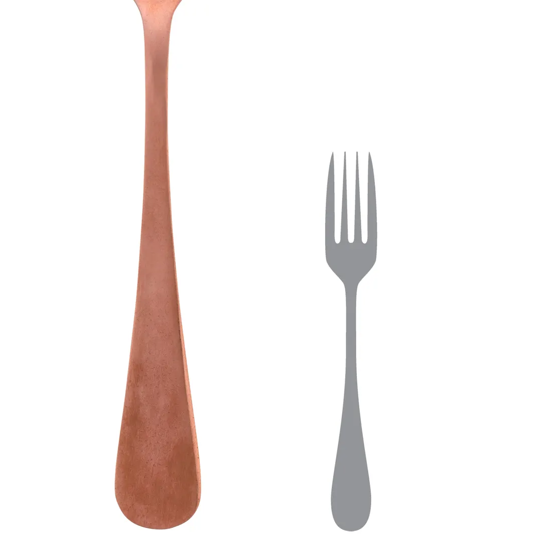 Steelite 5735SX023 Dessert Fork, 7" Varick, 18/0 Stainless Steel, Fulton Vintage Copper - 1 Dozen