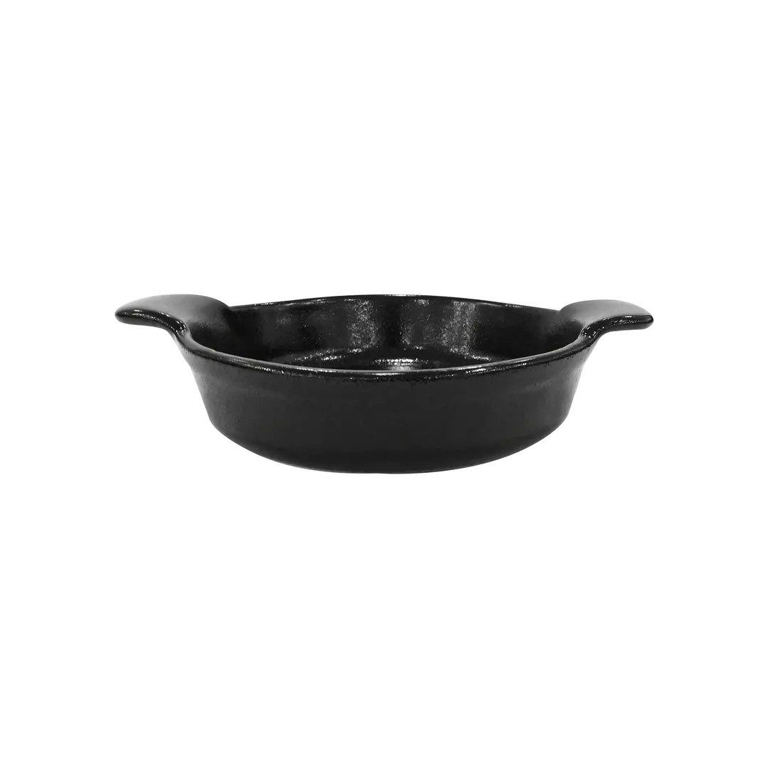 Steelite DCI591BI - 10" Ceramic Casserole Dish, 32 oz (1 qt) Black Glaze, Handle, Oven Safe - 1 Dozen