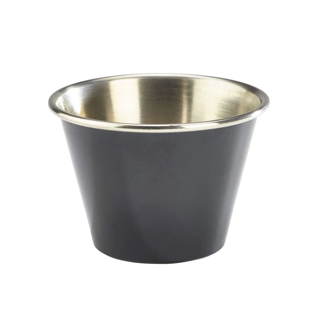 Steelite GWRAMST2BK - 2.5‑Oz Black Stainless Steel Ramekin & Sauce Cup, 2.375" x 1.75" - 24/Case