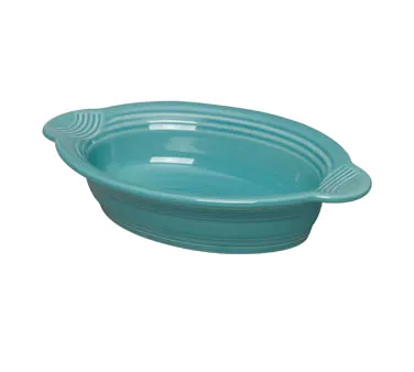 Steelite HL587107 - Oval Baker Bowl 13 oz 9" x 5.6" x 2" Turquoise Handles Oven Safe 425° - 4/Case