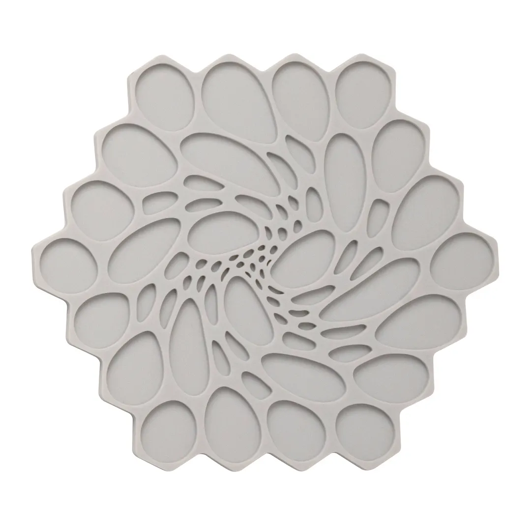 Steelite MTTVHI00107 Trivet, 7" Hive-Shape Silicone, Gray Cloud Design, Modern Twist - 6/Case