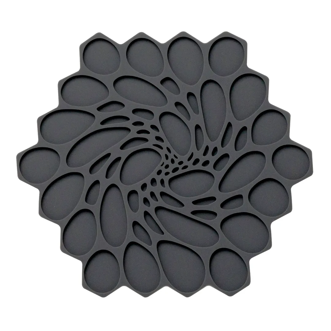 Steelite MTTVHI00307 Hive‑Shape Silicone Trivet, 7" Black with Graphite Modern Twist Finish - 6/Case