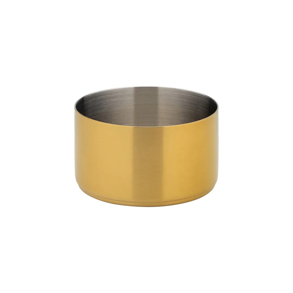 Steelite UF92116 - 6 Oz Steel Ramekin Sauce Cup Brushed Gold, 2.953" x 2.953" x 1.75" - 6/Case