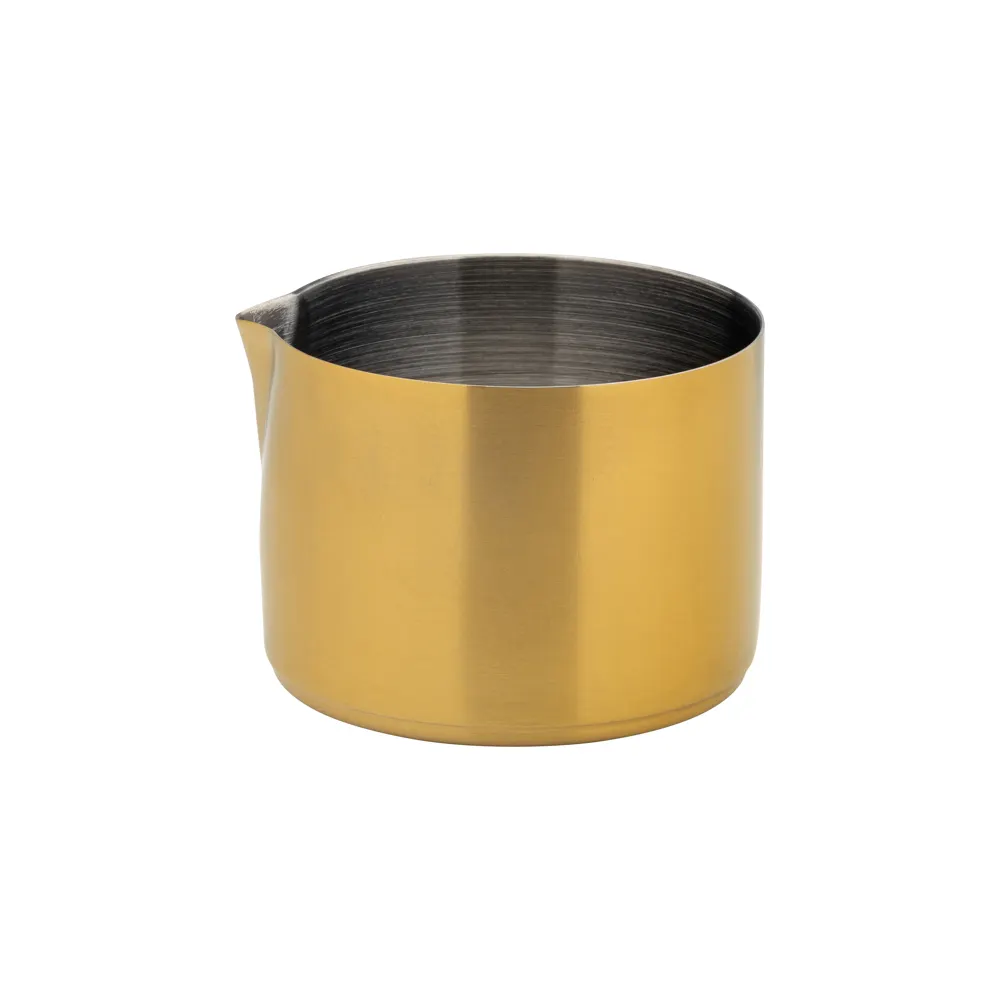Steelite UF92119 Creamer Pitcher, 9 oz Pourer, 2.953" x 2.953" x 2.25" Steel Gold Finish - 6/Case