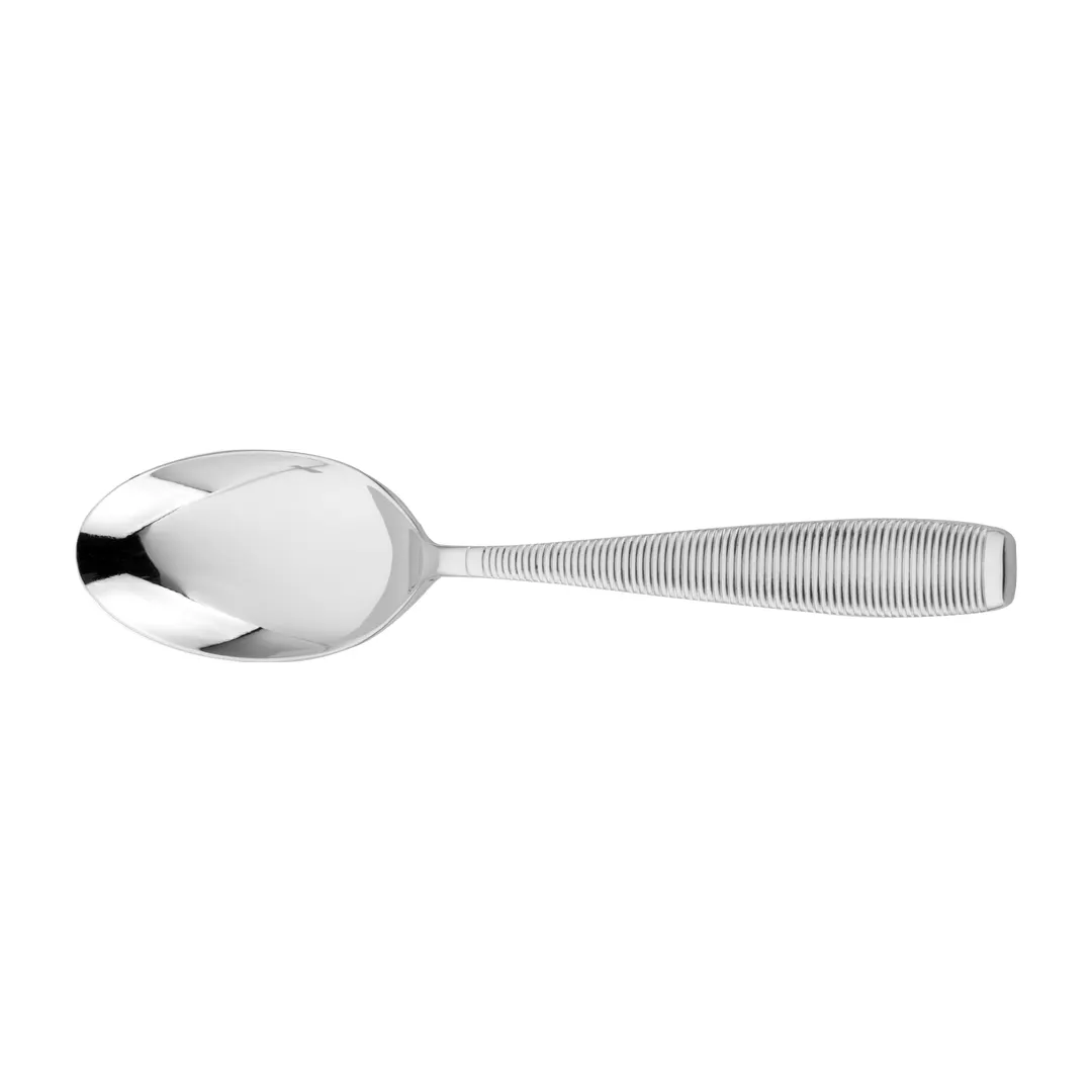 Steelite WLMAS03 - 8-7/8" Grooved Solid Serving Spoon, 18/10 Stainless Steel Mirror Finish - 1 Dozen