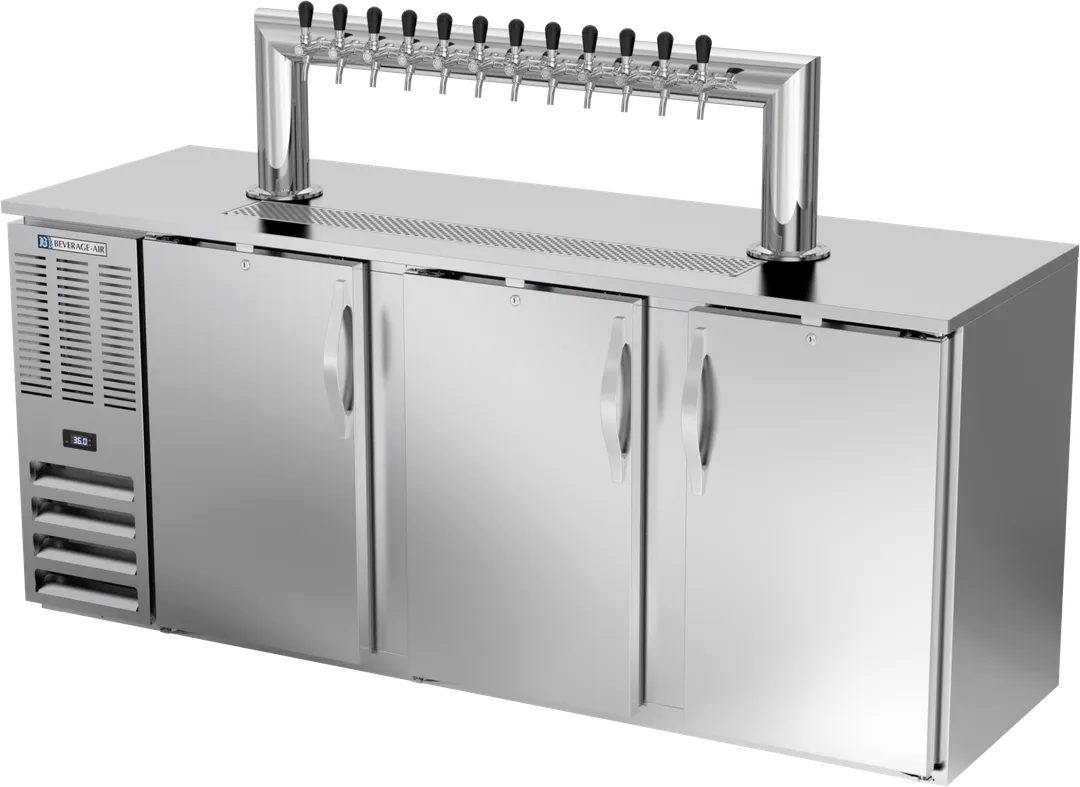 Beverage Air DDN78HC-S-12T Keg Cooler, 78"W x 26"D x 49"H, 21 Cu Ft, 4‑Keg, Faucet Towers, R290