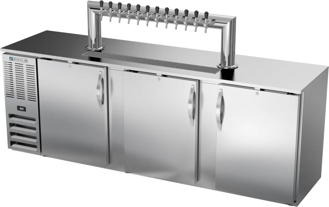 Beverage Air DDN94HC-S-12T Keg Cooler, 94"W X 26-3/8"D X 49-7/8"H, 5‑8 ½‑Barrel, Faucet Columns, R290