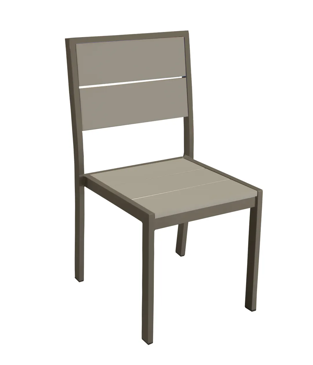 Plymold 6661PL02 Outdoor Side Chair, Recycled Plastic Back & Seat, Aluminum Powder Coated Frame, Sand Colored