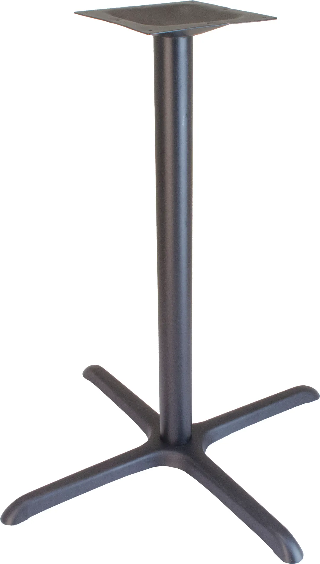 Plymold 7163542 Bar Height X-Style Restaurant Table Base, 36x36, 4in Column, Onyx Black Powdercoat, Stamped Steel