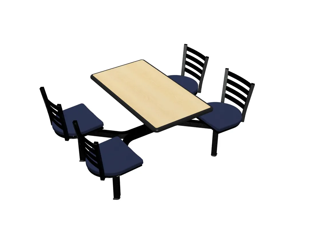 Plymold CEIS004DEEN Cebra Cluster Unit, 44"W x 66.25"D, Island Style, Laminate Top, Onyx Finish, 4 Chairs