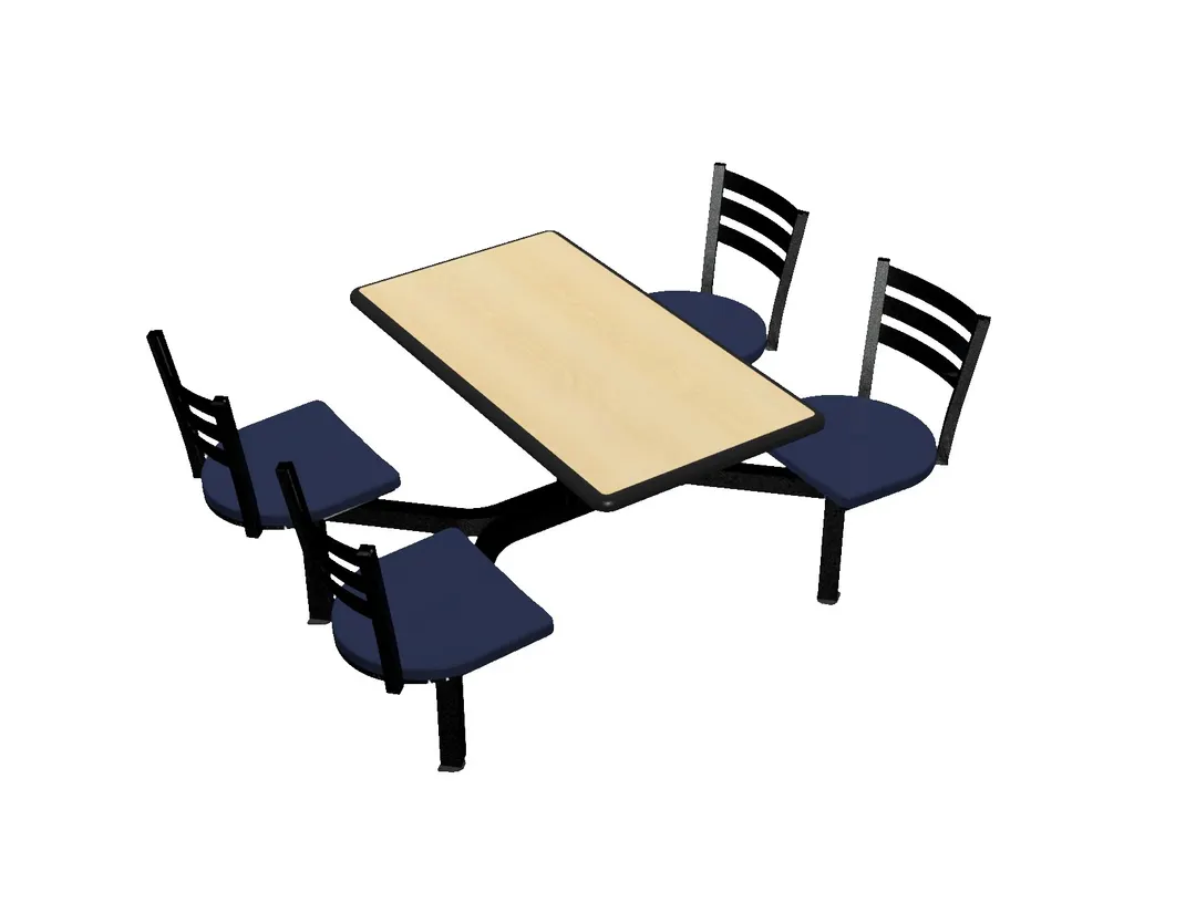 Plymold CEIS004DEQU Cebra Cluster Unit, 44"W x 66.25"D, Island Style, Laminate Top, Onyx Finish, Set of 4 Quest Chairs
