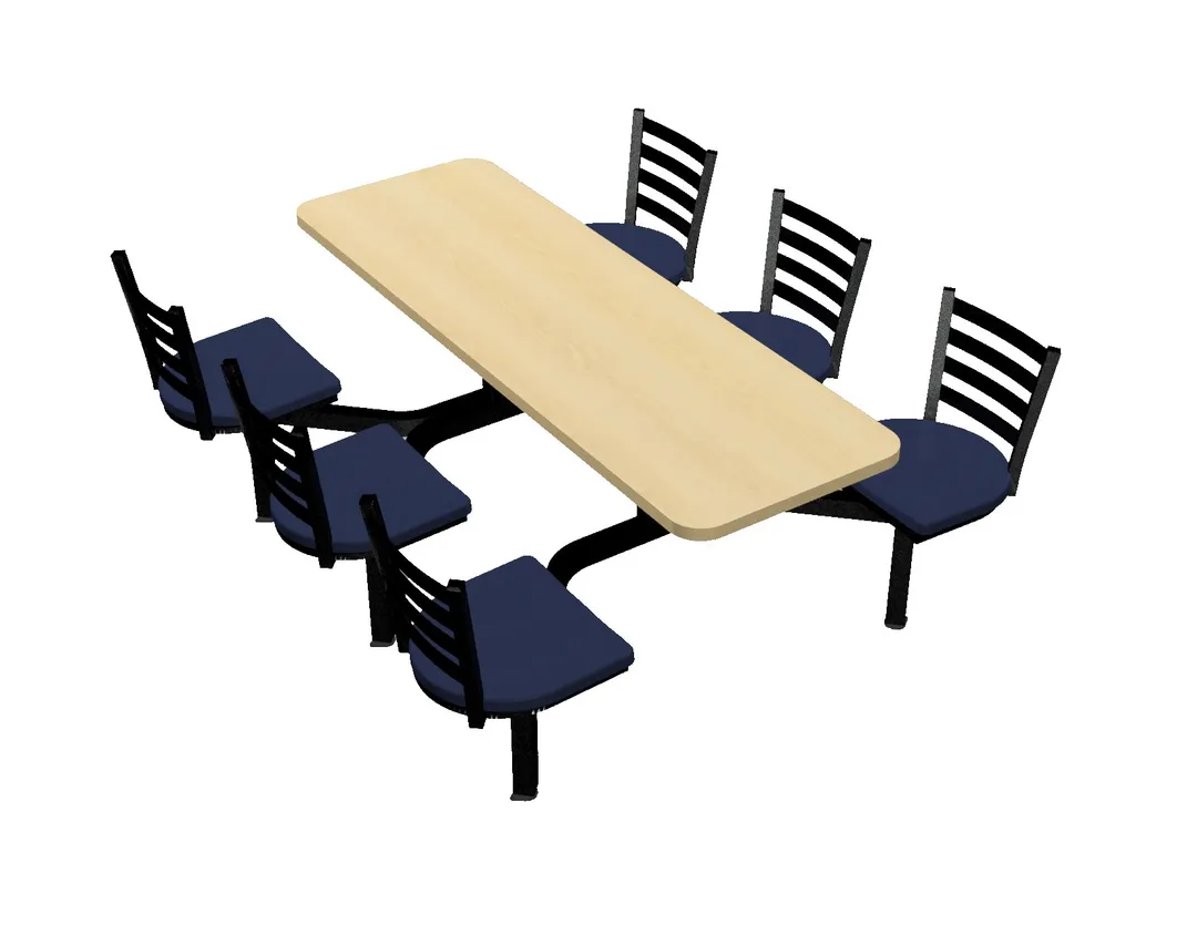 Plymold CEIS006DEEN Cebra Cluster Unit, 72"W x 66.25"D, Island Style, Laminate Top, Onyx Finish, Set of 6 Chairs